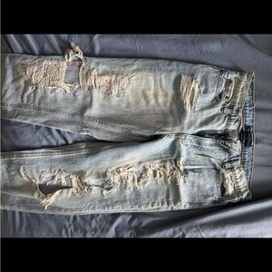 Distressed Light Blue Mom Jeans